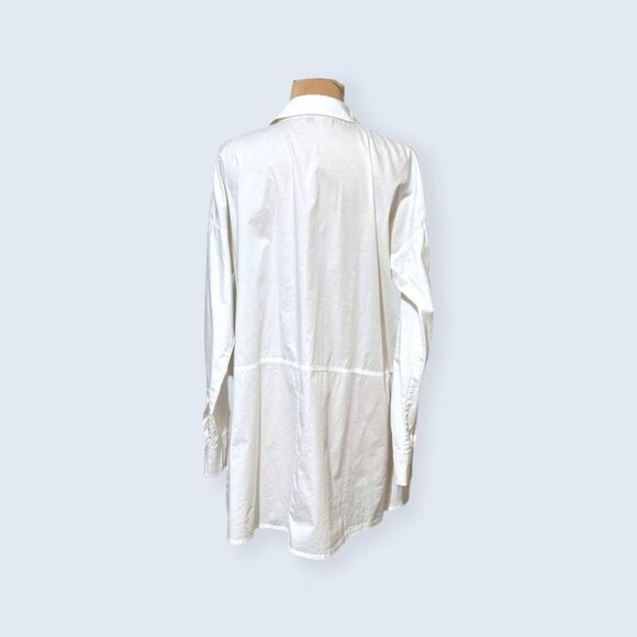 Eileen Fisher White Button Up Blouse Top Tunic XS Cotton Poplin EUC Classic - Picture 6 of 9